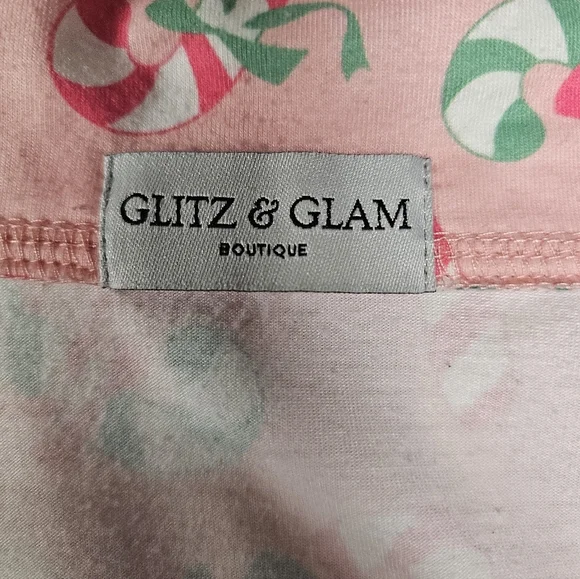 Glitz & Glam Pink Candy Cane Print Sleep Shorts Set Size XL - Picture 7 of 13